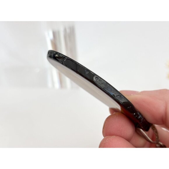 Brown Polished Agate Crystal Freeform Shaped Large Silver Toned Vintage Pendant - Picture 5 of 10